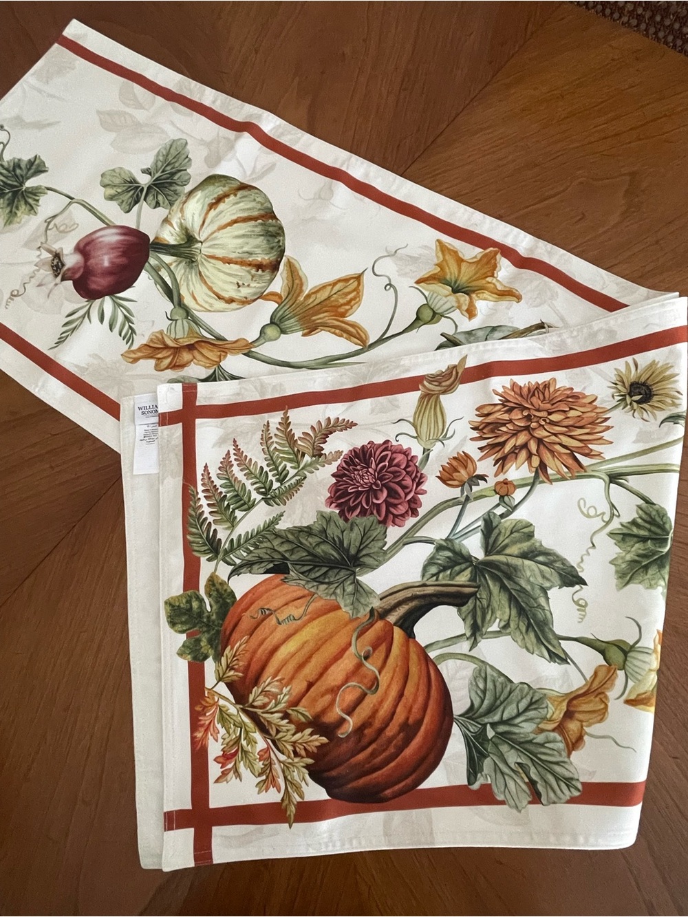 NWT Williams Sonoma Harvest Pumpkin Patch Table Runner 16" x 108" Fall Print - Picture 11 of 12